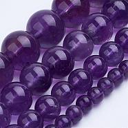 Natural Amethyst Bead Strands, Grade A, Round, 6~6.5mm, Hole: 1mm, about 65pcs/strand, 15.5 inch(G-F422-02-6mm)