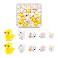 24pcs 4 style Resin Cabochons, 3D Printed, Sheep & Rabbit & Cow & Duck, Mixed Color, 12~19x10~16x7.5~14mm, 6pcs/style(CRES-FS0001-01)