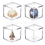 Square Transparent Plastic Candy Storage Case, Food Grade Snack Box with Hinged Lid, Clear, 7.9x7.9x7.9cm, Inner Diameter: 7.35cm(ODIS-WH0043-52)