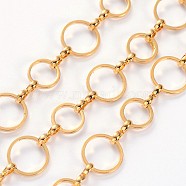 3.28 Feet Brass Chains, Unwelded,  Golden,  about 8 and 10mm in diameter,  1mm thick(X-CHR024-CK142-NFG)