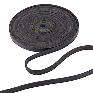 Flat Leather Jewelry Cord, Jewelry DIY Making Material, Black, 8x2mm, about 5.47 Yards(5m)/Roll(WL-GF0001-07A-03)