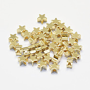Long-Lasting Plated Brass Beads, Real 18K Gold Plated, Nickel Free, Star, 5x5x3mm, Hole: 1.5mm(KK-K193-A-056G-NF)