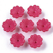 Opaque AS Plastic Bead Caps, 5-Petal, Flower, Cerise, 13x7.5mm, Hole: 1.2mm, about 1800pcs/500g(MACR-T039-019E)
