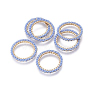 MIYUKI & TOHO Handmade Japanese Seed Beads, with Golden Plated 304 Stainless Steel Link Rings, Loom Pattern, Ring/Circle, Cornflower Blue, 18~19x1.7mm, Inner Diameter: 14mm(SEED-A028A-M-08G)
