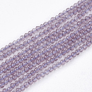 Electroplate Transparent Glass Beads Strands, Faceted, Round, Thistle, 2x2x2mm, Hole: 0.5mm, about 198pcs/Strand, 14.57 inch(37cm) (X-EGLA-N002-03F)