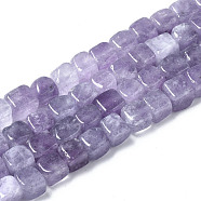 Dyed Natural White Jade Beads Strands, Cube, Medium Purple, 7~8x7~8x7~8mm, Hole: 0.9mm, about 45~49pcs/strand, 13.39~14.57 inch(34~37cm)(G-S364-083A-04)