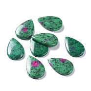 Natural Ruby in Zoisite Pendants, teardrop, 41~43x28.5x6~7mm, Hole: 2mm(G-F446-12)
