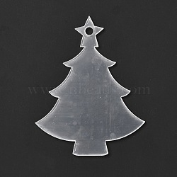 Christmas Tree Acrylic Transparent Pendant Decorations, for Paint DIY Ornament Projects and Crafts, White, 75.5x59x2mm, Hole: 4mm, 10pcs/set(HJEW-F013-01)