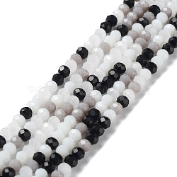Glass Beads Strands, Faceted, Rondelle, Black, 4x3mm, Hole: 0.4mm, about 123~127pcs/strand, 15.75~16.5 inch(40~42cm)(EGLA-A034-M4mm-48)