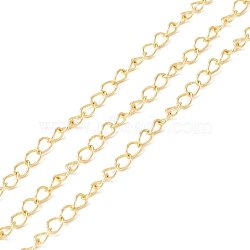 3.28 Feet Brass Curb Chains, Long-Lasting Plated, Soldered, Cadmium Free & Lead Free, Real 18K Gold Plated, 4.3x3x0.5mm(X-CHC-O001-02G)