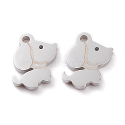 304 Stainless Steel Charms, Laser Cut, Dog, Stainless Steel Color, 12x11x1.5mm, Hole: 1.2mm(STAS-Y002-16P)