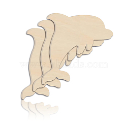 Wood Wall Art Decorations, Home Hanging Ornaments, Dolphin Pattern, 194x197mm(HJEW-WH0070-003)