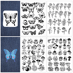 4 Sheets 2 Style Bohemia Style Water Soluble Fabric, Wash Away Embroidery Stabilizer, Flower & Butterfly & Mushroom, Mixed Shapes, 300x212x0.1mm, 2 sheets/style(DIY-CP0009-52E)