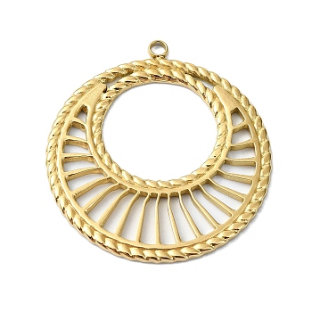 Ion Plating(IP) 304 Stainless Steel Pendants, Real 18K Gold Plated, Flat Round, 33x30x1.5mm, Hole: 2mm