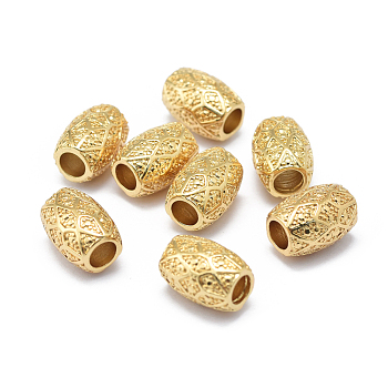 Rack Plating Brass European Beads, Large Hole Beads, Long-Lasting Plated, Barrel, Golden, 11.5x8mm, Hole: 4mm