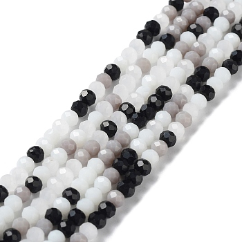 Glass Beads Strands, Faceted, Rondelle, Black, 4x3mm, Hole: 0.4mm, about 123~127pcs/strand, 15.75~16.5 inch(40~42cm)