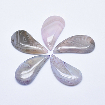 Natural Agate Pendants, Dyed, teardrop, Lavender, 46~50x24~26x5~7mm, Hole: 1.5~2mm