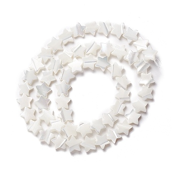 Natural Trochid Shell/Trochus Shell Beads, Star, Seashell Color, 8x8.5x2.5~3mm, Hole: 0.8mm, about 55pcs/strand, 15.55 inch(39.5cm)