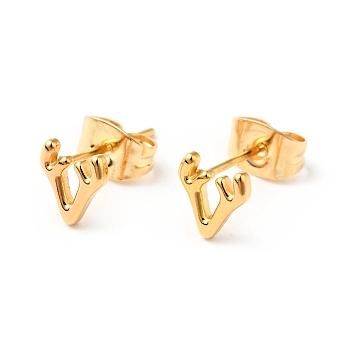 304 Stainless Steel Tiny Antlers Stud Earrings with 316 Stainless Steel Pins for Women, Golden, 6x6mm, Pin: 0.6mm