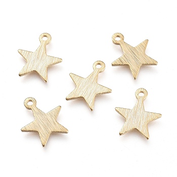Brass Charms, Long-Lasting Plated, Star, Golden, 12x10x1mm, Hole: 1mm