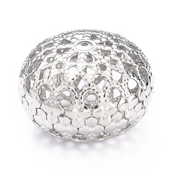 304 Stainless Steel Filigree Beads, Hollow, Rondelle, Stainless Steel Color, 31.5x22mm, Hole: 1.5mm