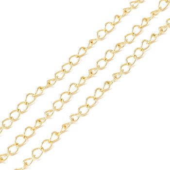 3.28 Feet Brass Curb Chains, Long-Lasting Plated, Soldered, Cadmium Free & Lead Free, Real 18K Gold Plated, 4.3x3x0.5mm