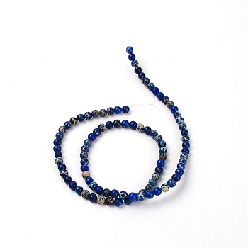 Natural Imperial Jasper Beads Strands, Dyed, Round, Dark Blue, 391x4mm, Hole: 1mm, about 90pcs/strand