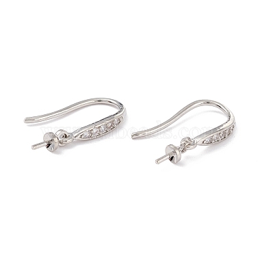 Real Platinum Plated Clear Brass+Cubic Zirconia Earring Hooks