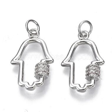 Real Platinum Plated Clear Palm Brass+Cubic Zirconia Pendants