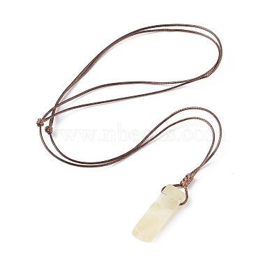 Natural Citrine Nugget Pendant Necklace with Waxed Cord for Women(NJEW-F306-01F)-2