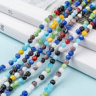 Handmade Millefiori Glass Round Beads Strands(X-LK-R004-91)-5