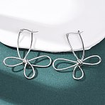 Hollow Flower 201 Stainless Steel Hoop Earrings, with 304 Stainless Steel Pins, Stainless Steel Color, 53x46.5mm(EJEW-P337-01P)
