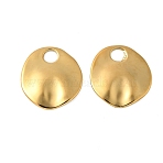 304 Stainless Steel Pendants, Flat Round Charm, Golden, 24.5x22.5x2.5mm, Hole: 5mm(STAS-K306-01G)
