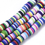 Handmade Polymer Clay Beads Strands, for DIY Jewelry Crafts Supplies, Heishi Beads, Disc/Flat Round, Mixed Color, 6x0.5~1mm, Hole: 1.8mm, about 290~320pcs/strand, 15.75 inch~16.14 inch(40~41cm)(CLAY-R089-6mm-079)