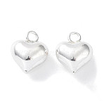 925 Sterling Silver Charms, Heart, Silver, 10x8x5mm, Hole: 1.6mm(X-STER-H106-01A-S)