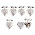 6Pcs Heart & Bowknot Brass Locket Brooches, Platinum, 42mm(JEWB-PH01310)