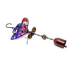 Iron Wind Chimes, Small Wind Bells Handmade Glass Pendants, 3D Butterfly, Red Copper, 325x87mm(AJEW-TAC0030-02)