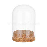 Glass Dome Cover, Decorative Display Case, Cloche Bell Jar Terrarium with Cork Base, Arch, Clear, 58x77.5~78.5mm(AJEW-WH0307-70)