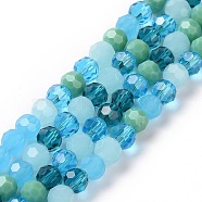 Glass Beads Strands, Faceted(32 Facets), Round, Deep Sky Blue, 5.5mm, Hole: 1mm, about 95pcs/strand, 20.47''(52cm)(GLAA-E036-09G)