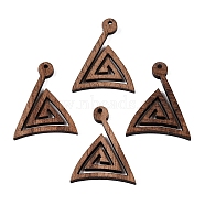 Natural Walnut Wood Pendants, Undyed, Triangle, Camel, 38.5x31x3.5mm, Hole: 2mm(WOOD-T032-03)