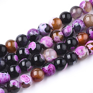 Natural Fire Crackle Agate Beads Strands, Dyed, Round, Colorful, 8mm, Hole: 1mm, about 46~48pcs/strand, 14.56 inch~15.15 inch(G-S346-8mm-01)