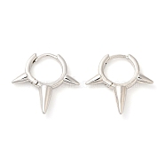 Rack Plating Brass Spike Hoop Earrings for Women, Lead Free & Cadmium Free, Long-Lasting Plated, Platinum, 24x24x5mm(EJEW-D059-19P)