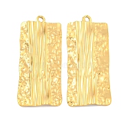 Ion Plating(IP) 304 Stainless Steel Pendants, Rectangle Charm, Textured, Real 18K Gold Plated, 49x21x2mm, Hole: 2mm(STAS-P365-20G)