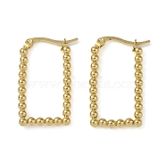 304 Stainless Steel Hoop Earrings, Jewely for Women, Golden, Rectangle, 33x18mm(EJEW-K278-13C-G)