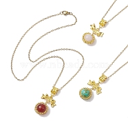 304 Stainless Steel Necklaces,  Natural & Synthetic Gemstone and Alloy Charms, 17.83 inch(45.3cm)(NJEW-MZ00026)