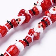 Lampwork Beads, For Christmas, Father Christmas, Red, 24~27x10~14x13~17mm, Hole: 1.8mm(X-LAMP-G140-04)