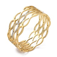 Crystal Rhinestone Infinity Multi-layer Hinged Bangle, 304 Stainless Steel Jewelry for Women, Golden, 1-1/8 inch(3cm), Inner Diameter: 2-1/2x2 inch(6.5x5cm)(BJEW-M313-03A-G)