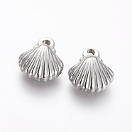 304 Stainless Steel Charms, Shell Shape, Stainless Steel Color,12.7x11x4.5mm, Hole: 1.6mm(X-STAS-I105-37P)