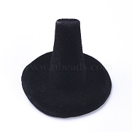 Resin Ring Displays, Covered with Flocking, Jewelry Display, Black, 47x35mm(RDIS-WH0001-01)