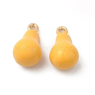 Brass Enamel Charms, Pear Charm, Real 18K Gold Plated, 13x7.5mm, Hole: 1.2mm(KK-P234-11G)